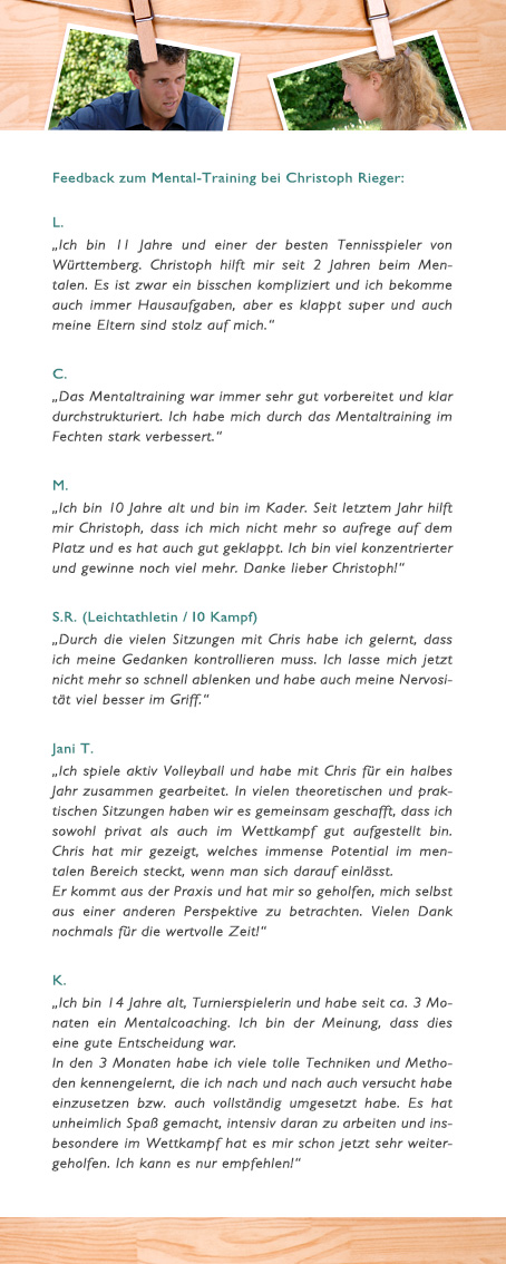 Feedback zum Mental Training Coaching